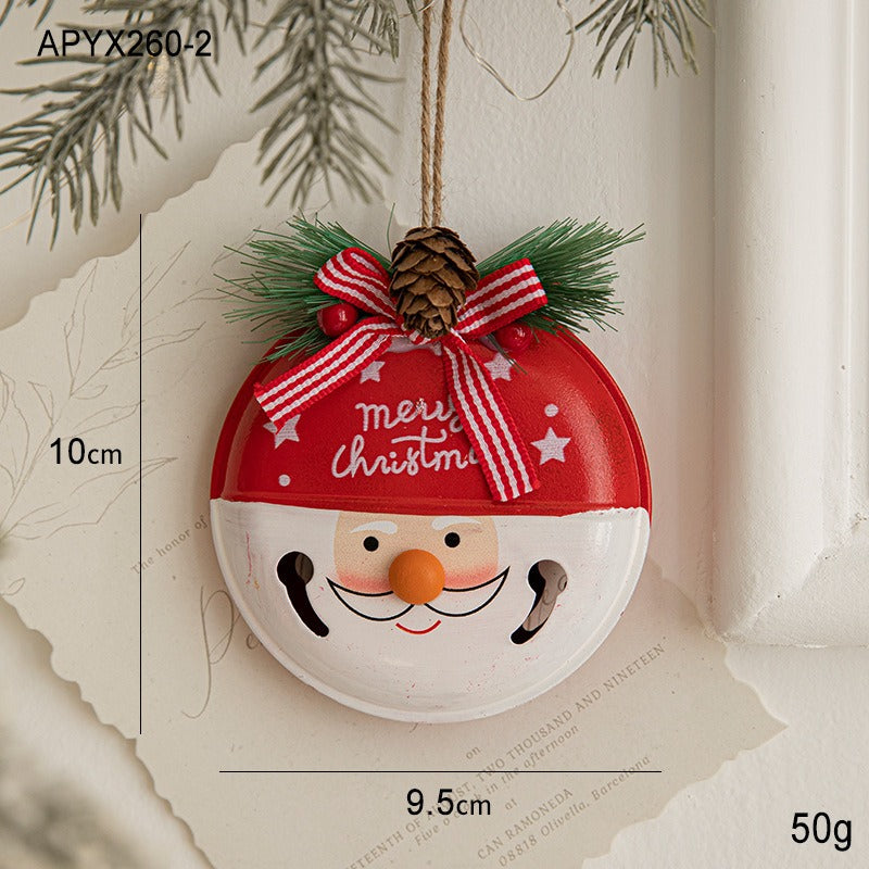 Christmas Bell Ornaments, Painted Iron Tree Decor Set
