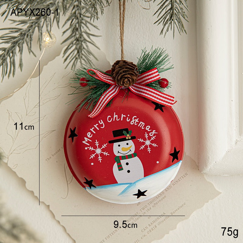Christmas Bell Ornaments, Painted Iron Tree Decor Set
