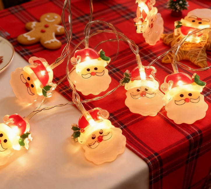 Painted Santa Claus LED String Lights for Christmas Decor