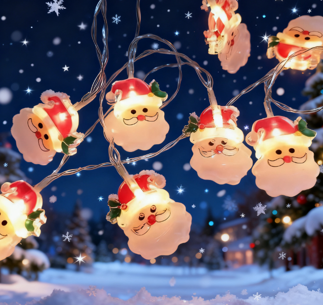 Painted Santa Claus LED String Lights for Christmas Decor