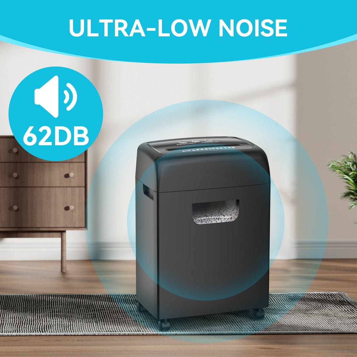 Quiet Cross Cut Paper Shredder for Home Office Security