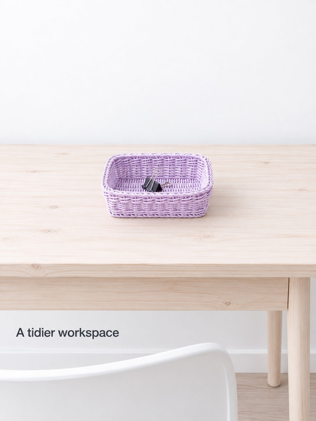 Pastel Woven Desk Storage Basket for Small Items
