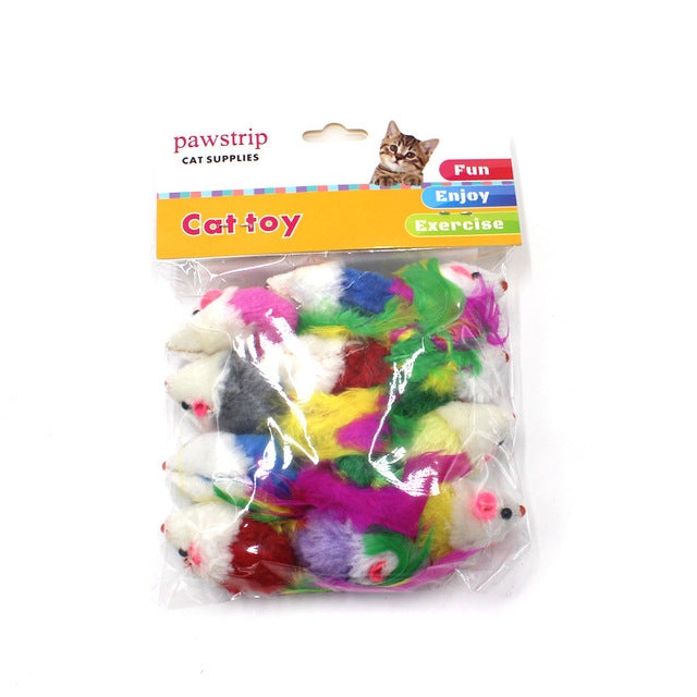 Feather Cat Toys: 12-Pack Rattling Mice for Indoor Play
