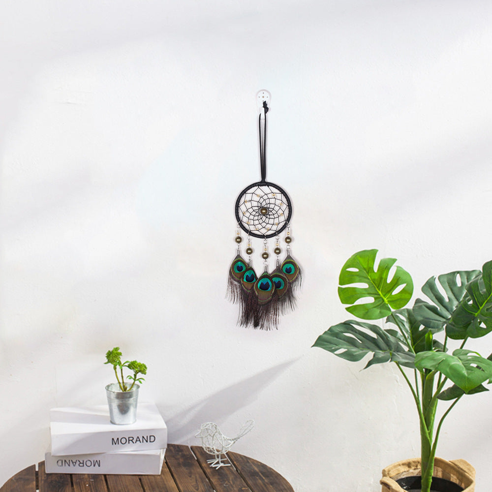 Peacock Feather Dream Catcher Wall Decor Statement