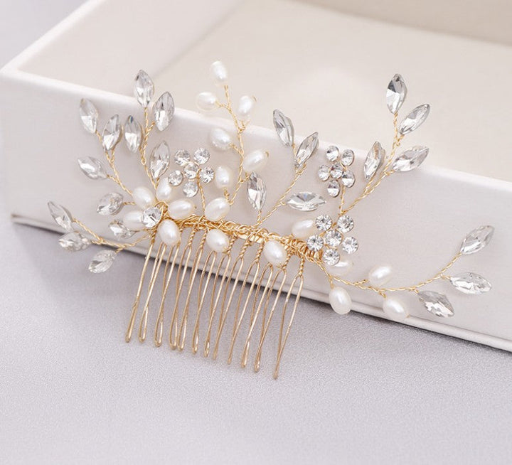 Bridal Pearl Hair Comb: Hand-Woven Crystal Headpiece