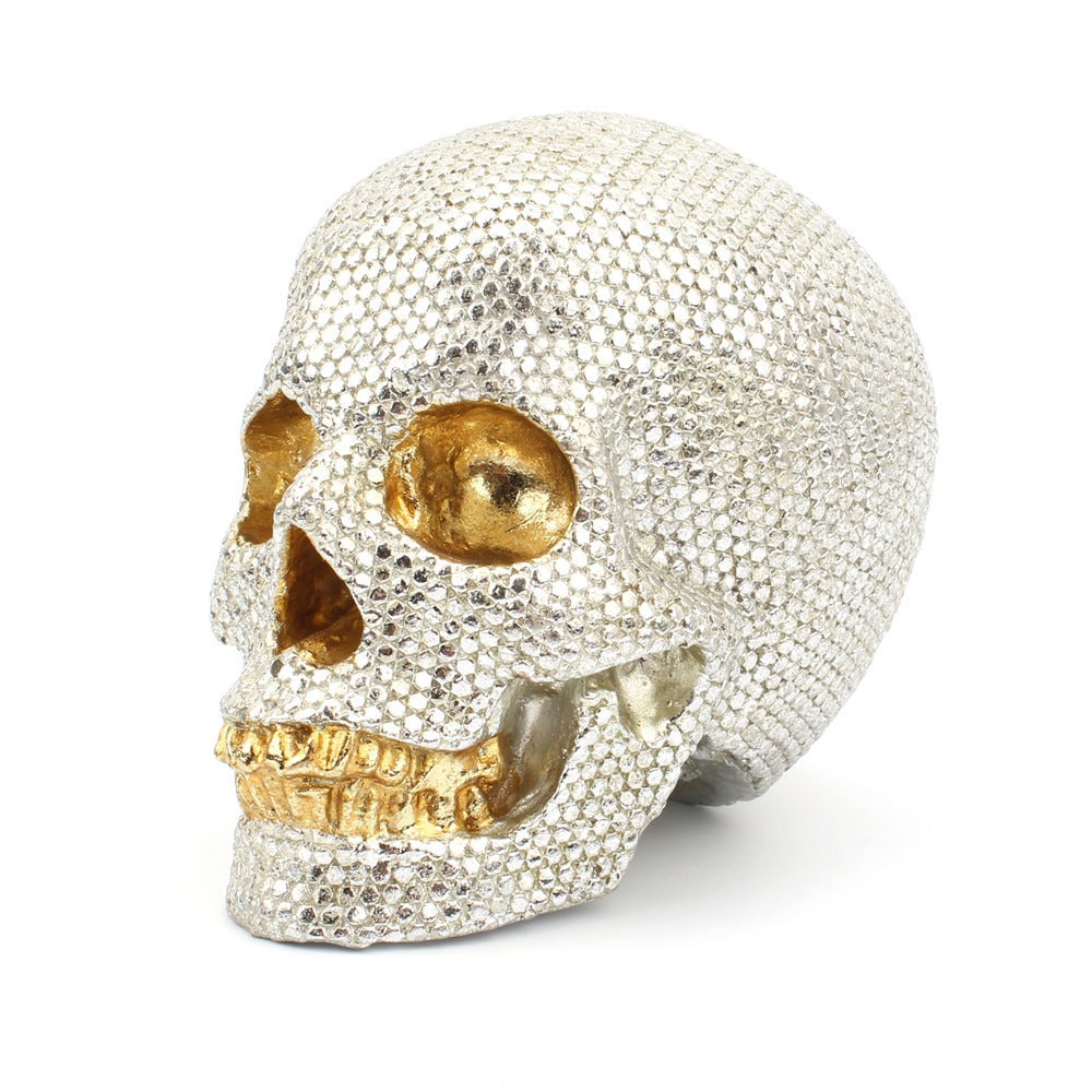 Pearlescent Skull Ornament for Glam Gothic Desktop Decor