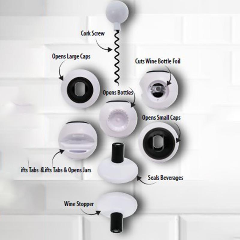 8-in-1 Jar Opener & Wine Tool for Stuck Lids and Caps