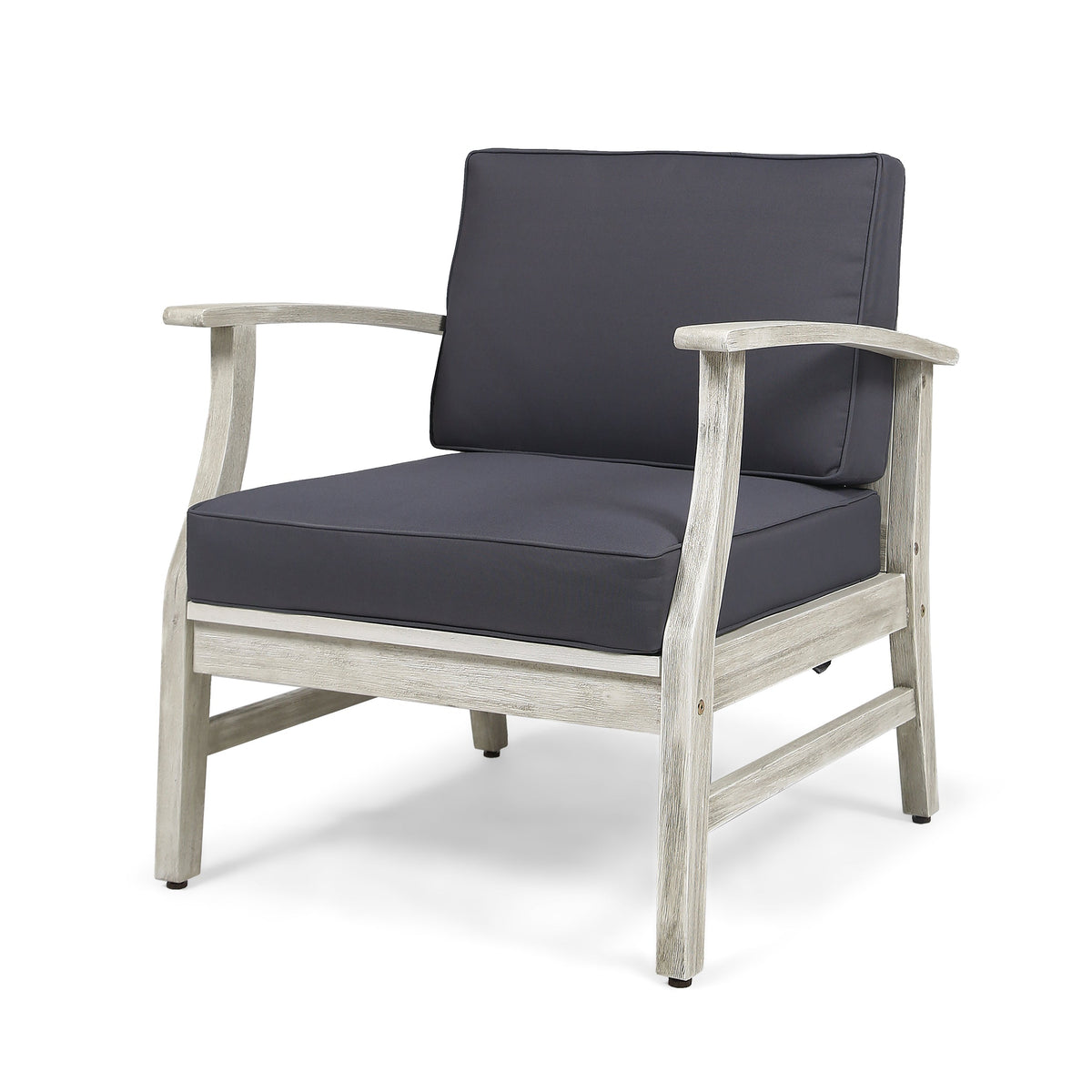 Light Grey Patio Lounge Chair with Deep Cushions