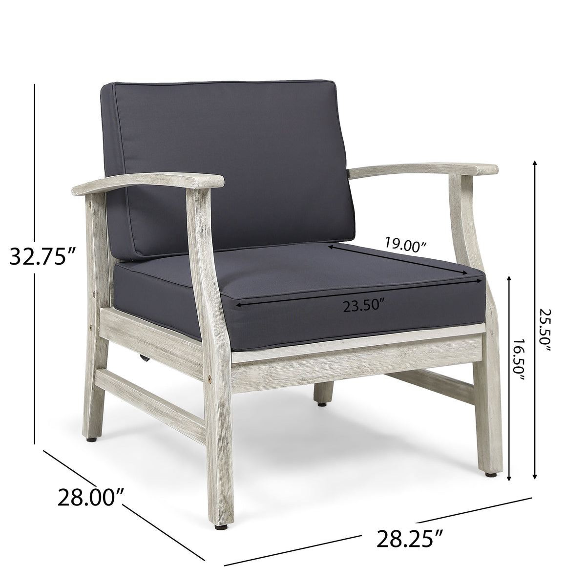 Light Grey Patio Lounge Chair with Deep Cushions