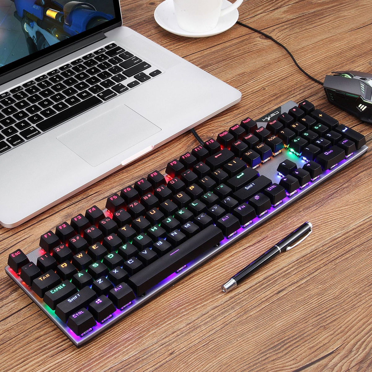 Full-Size RGB Mechanical Gaming Keyboard with Blue Switches