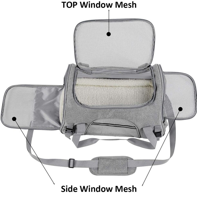 Pet Carrier Bag With Breathable Mesh Travel Windows
