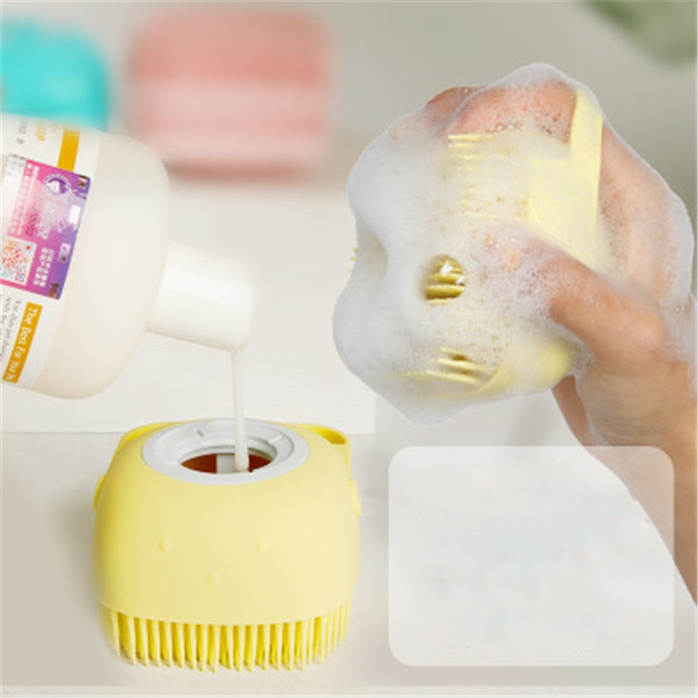 Pet Bath Brush for Gentle Lather & Loose-Fur Removal