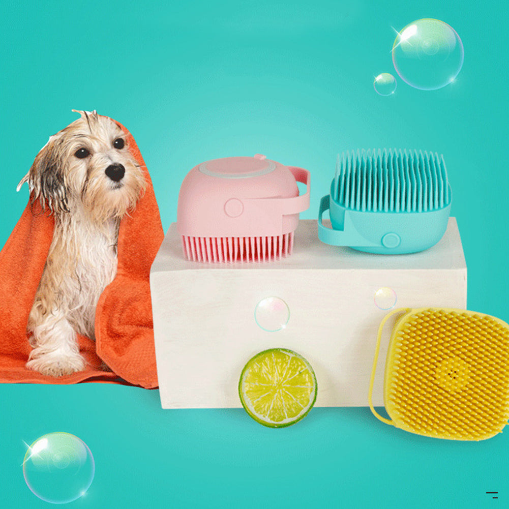 Pet Bath Brush for Gentle Lather & Loose-Fur Removal