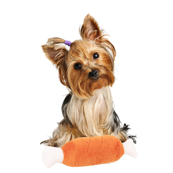 Squeaky Plush Dog Toy Bone for Engaging Indoor Play