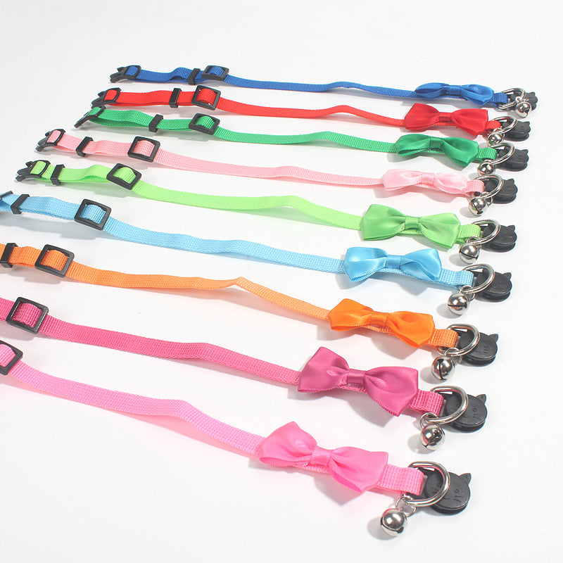 Adjustable Cat Collar With Bow, Bell & Safety Buckle