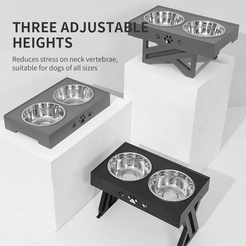 Adjustable Elevated Dog Bowl Feeder for Better Posture