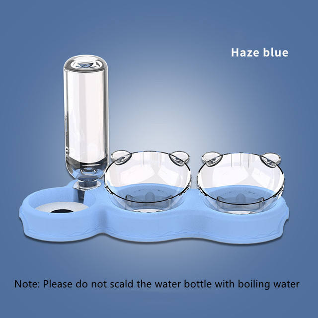 Double Pet Bowl With Automatic Water Feeding Station