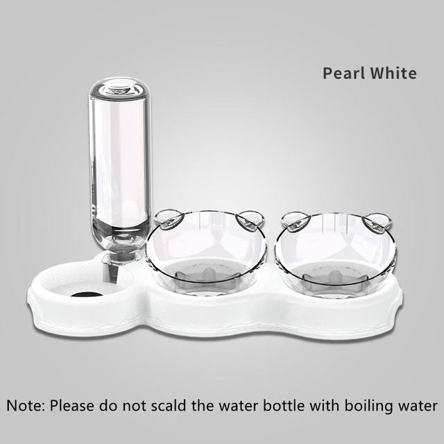 Double Pet Bowl With Automatic Water Feeding Station