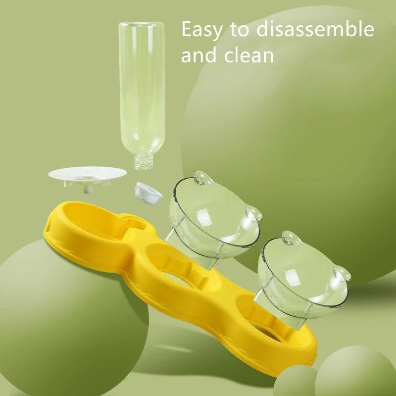 Double Pet Bowl With Automatic Water Feeding Station