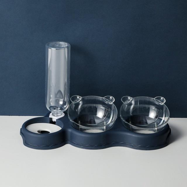 Double Pet Bowl With Automatic Water Feeding Station