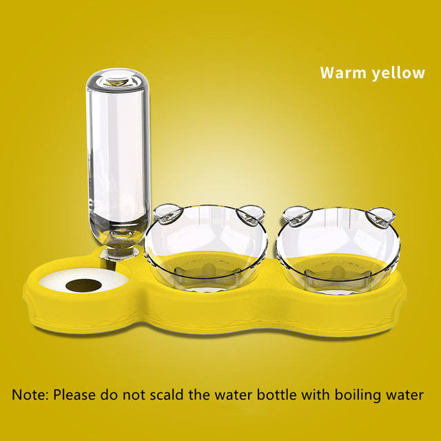 Double Pet Bowl With Automatic Water Feeding Station