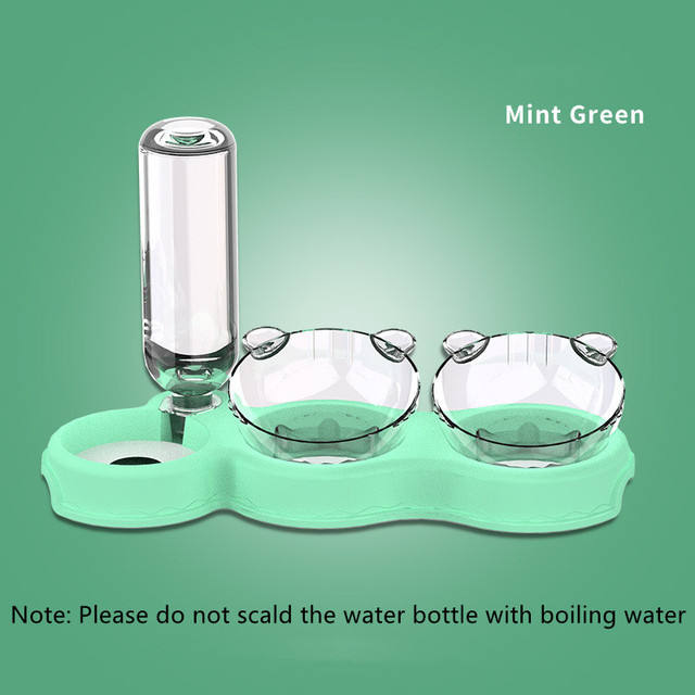 Double Pet Bowl With Automatic Water Feeding Station