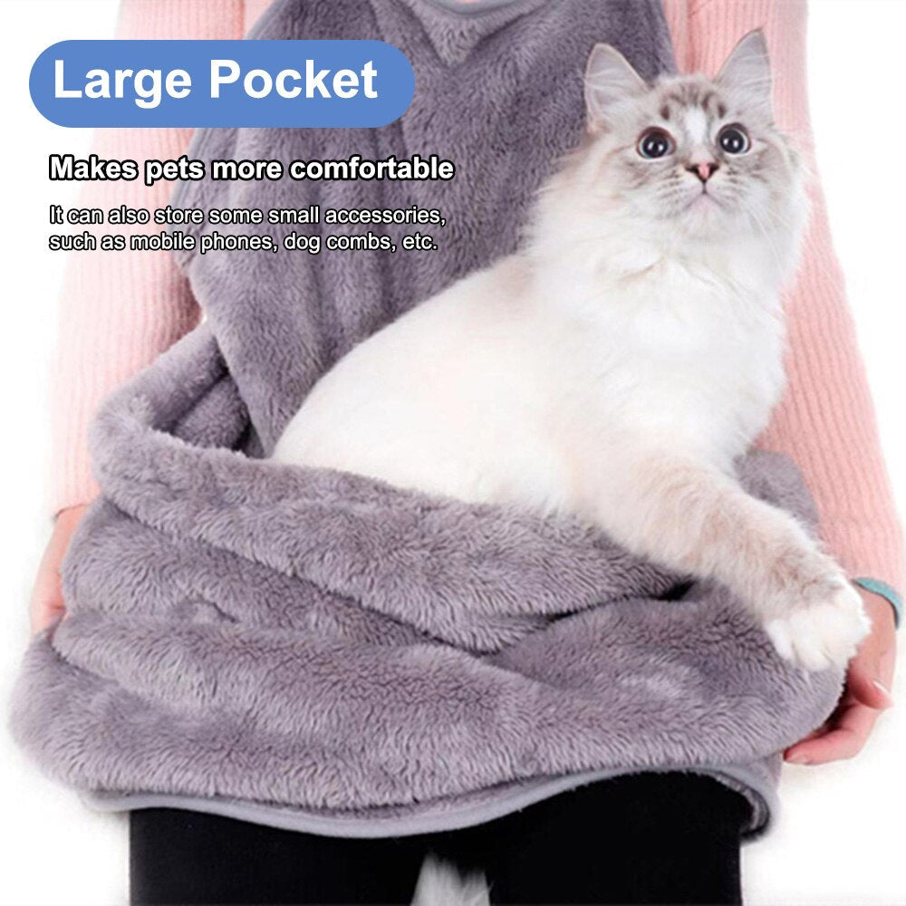 Plush Cat Carrier Apron for Hands-Free Cozy Comfort