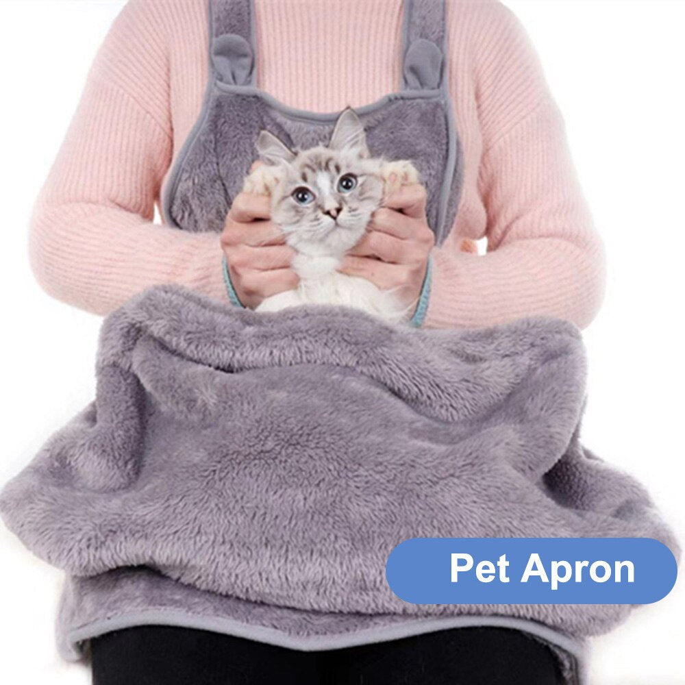 Plush Cat Carrier Apron for Hands-Free Cozy Comfort