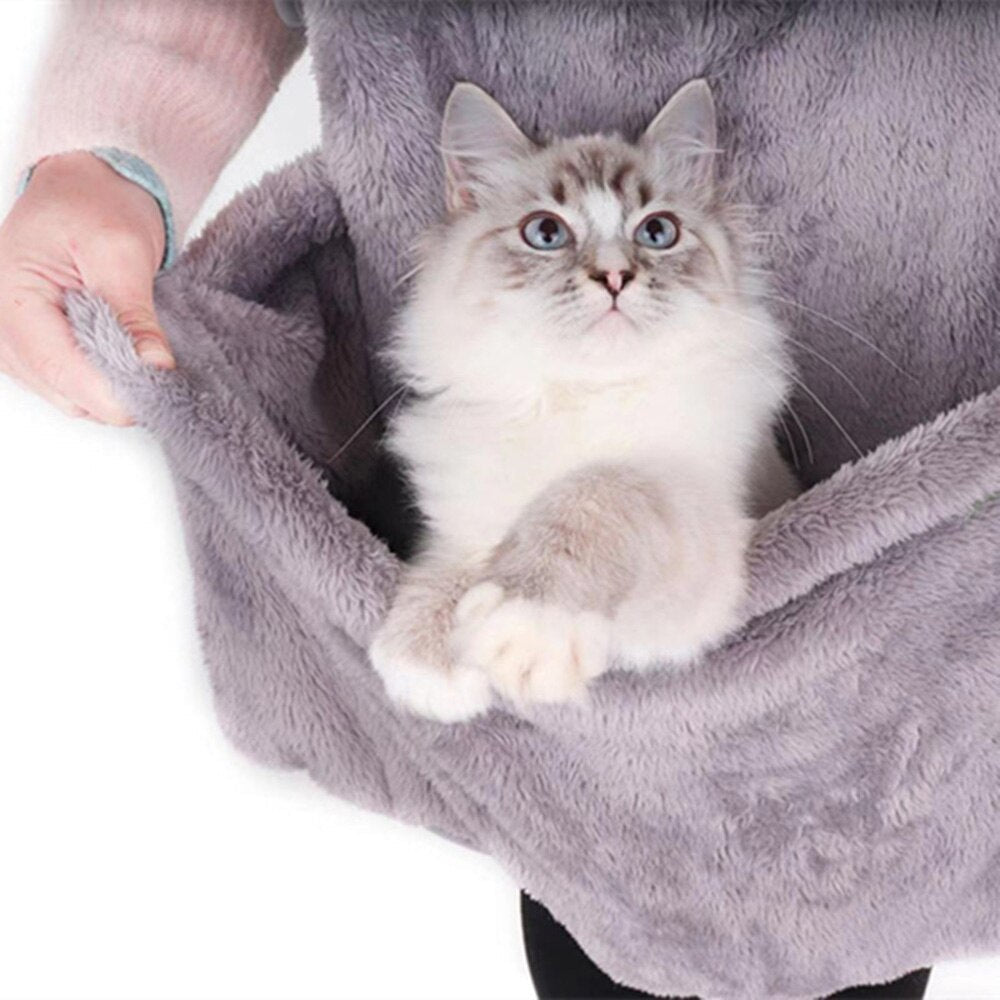Plush Cat Carrier Apron for Hands-Free Cozy Comfort