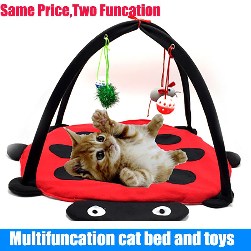Cat Play Tent Bed with 4 Hanging Toys for Indoor Cats