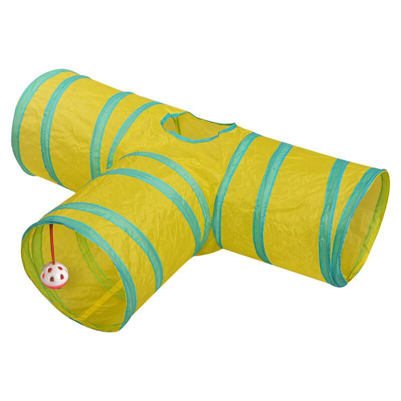 Three-Way Cat Tunnel for Indoor Exercise and Play Enrichment