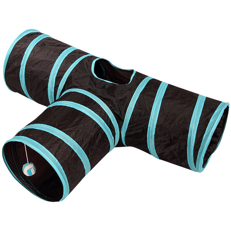 Three-Way Cat Tunnel for Indoor Exercise and Play Enrichment