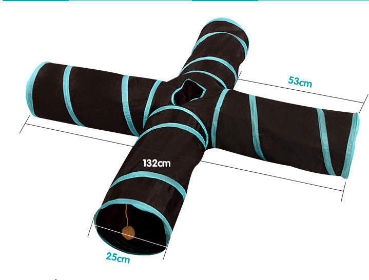 Three-Way Cat Tunnel for Indoor Exercise and Play Enrichment