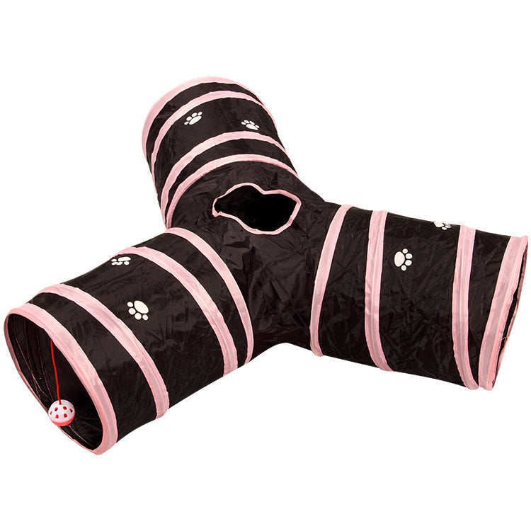 Three-Way Cat Tunnel for Indoor Exercise and Play Enrichment