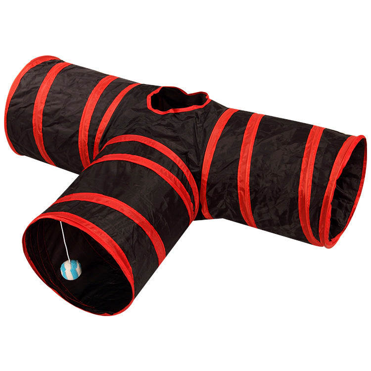 Three-Way Cat Tunnel for Indoor Exercise and Play Enrichment