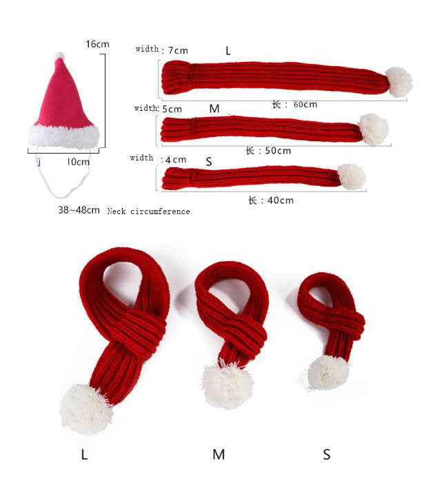 Pet Christmas Hat & Scarf Set for Festive Photos