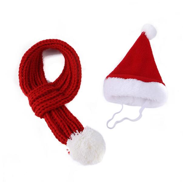 Pet Christmas Hat & Scarf Set for Festive Photos