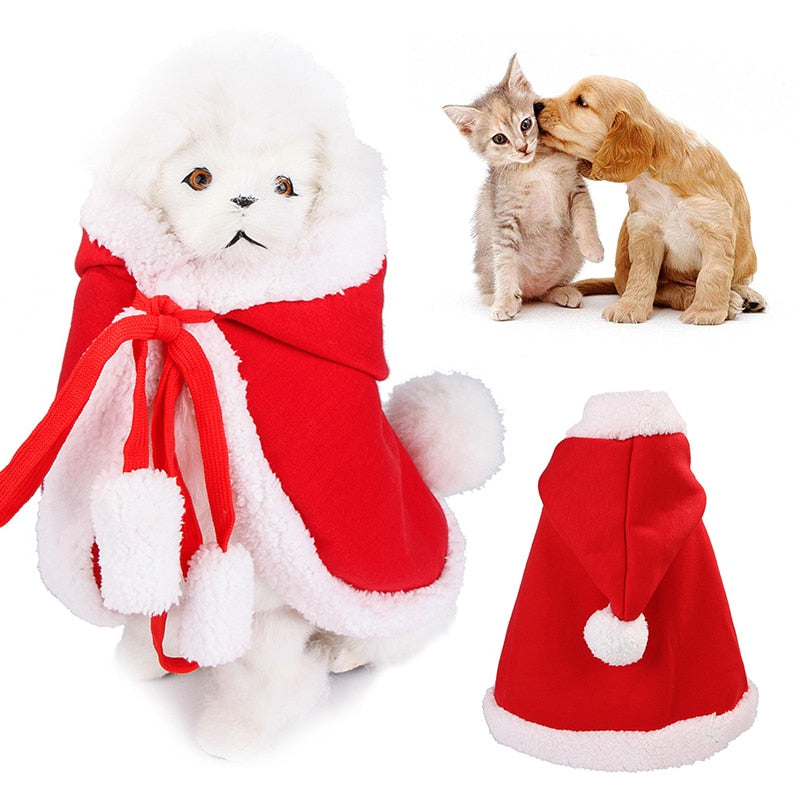 Pet Christmas Hooded Cloak for Cute Holiday Photos