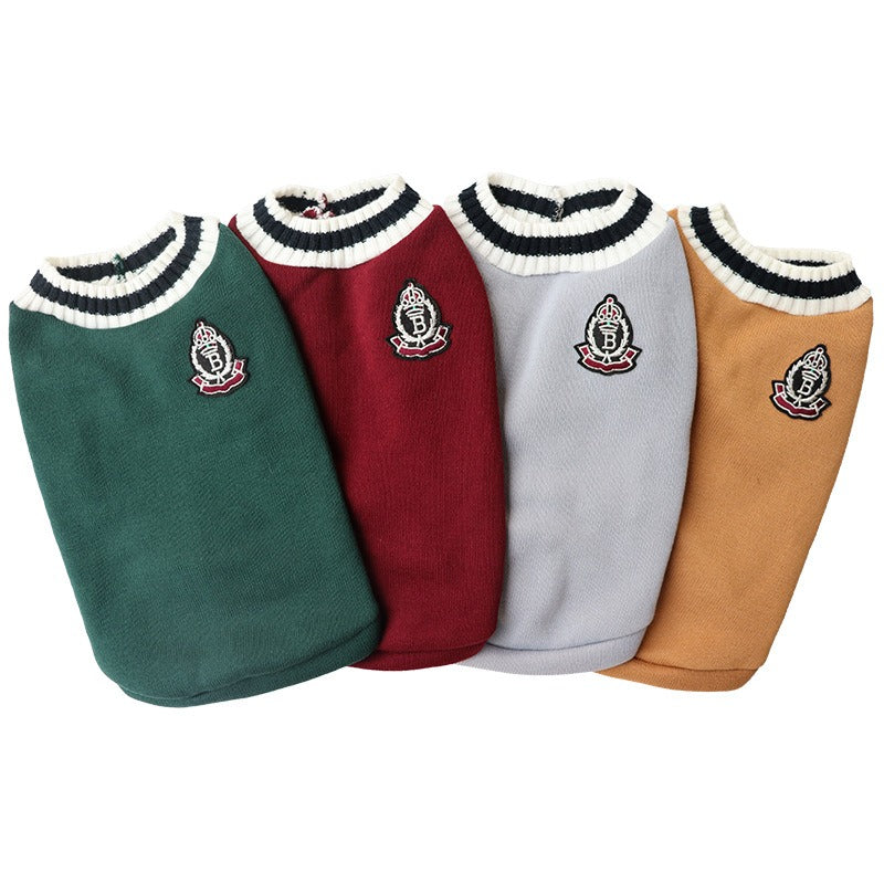 Knitted V-Neck Dog Vest for Small Breeds Autumn Winter