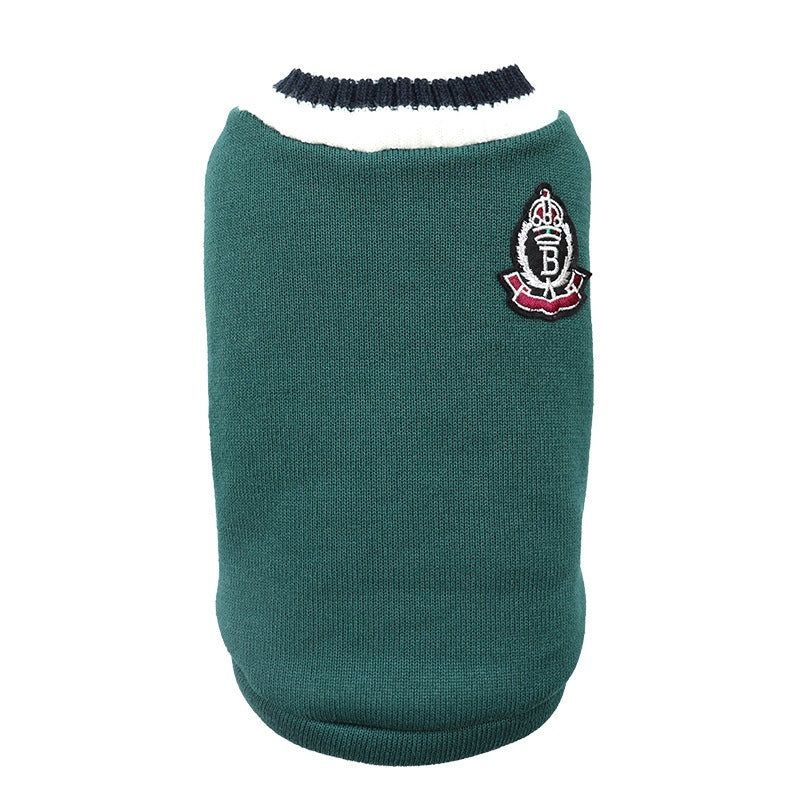 Knitted V-Neck Dog Vest for Small Breeds Autumn Winter