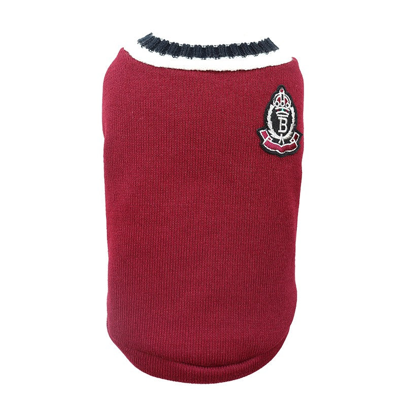 Knitted V-Neck Dog Vest for Small Breeds Autumn Winter