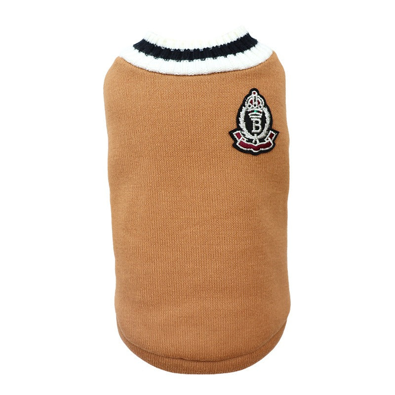 Knitted V-Neck Dog Vest for Small Breeds Autumn Winter