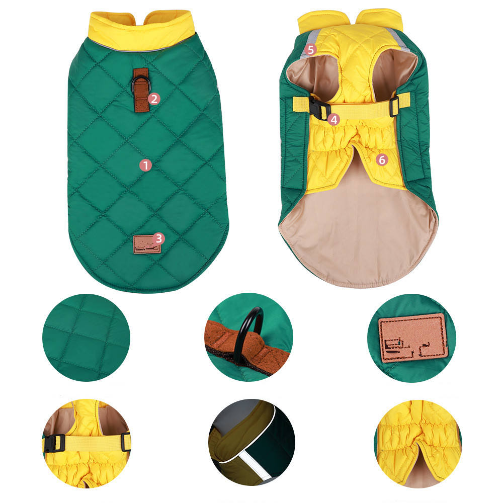Reflective Padded Dog Coat for Warm Outdoor Winter Walks