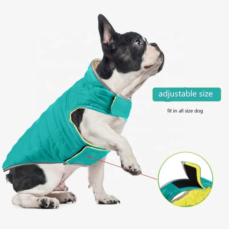 Reversible Dog Jacket for Splashproof, Reflective Walks