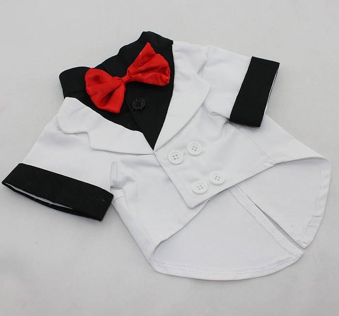 Dog Tuxedo Shirt With Bow Tie For Weddings & Photos