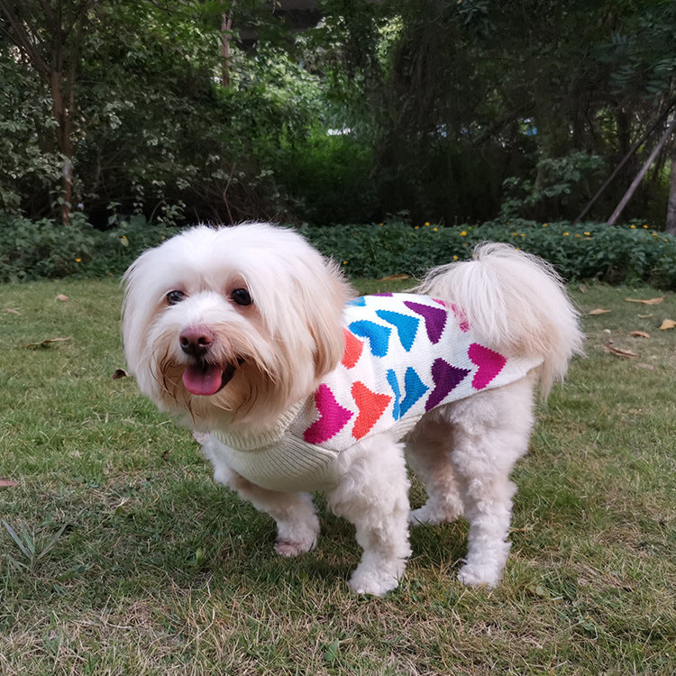 Pet Knit Sweater for Small Dogs and Cats | Heart Print