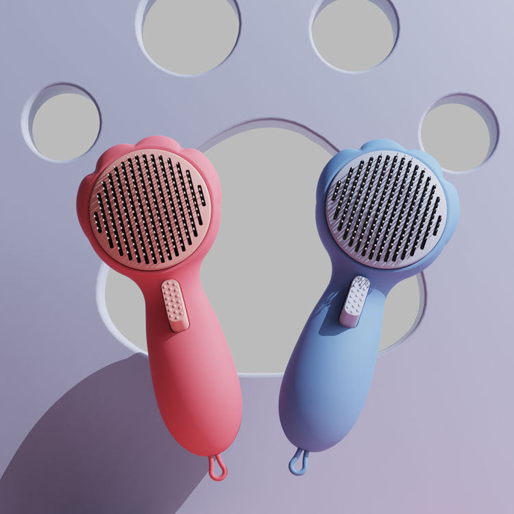 Self-Cleaning Pet Grooming Brush for Loose Fur Removal
