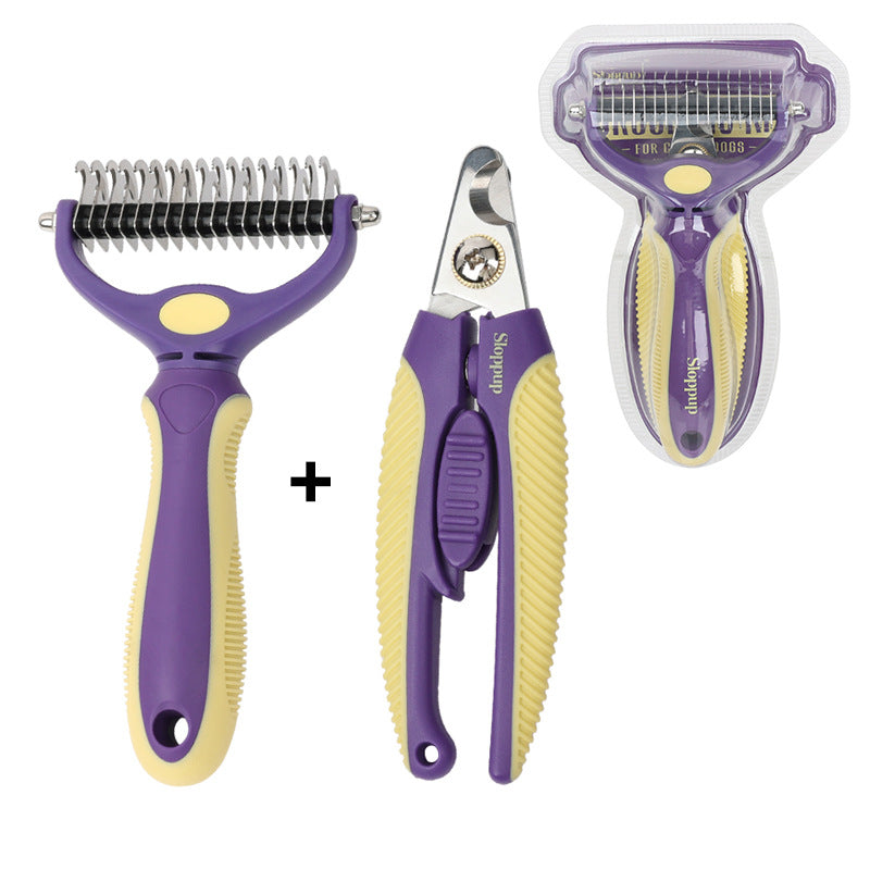Pet Grooming Comb Set for Tangles and Nail Trimming