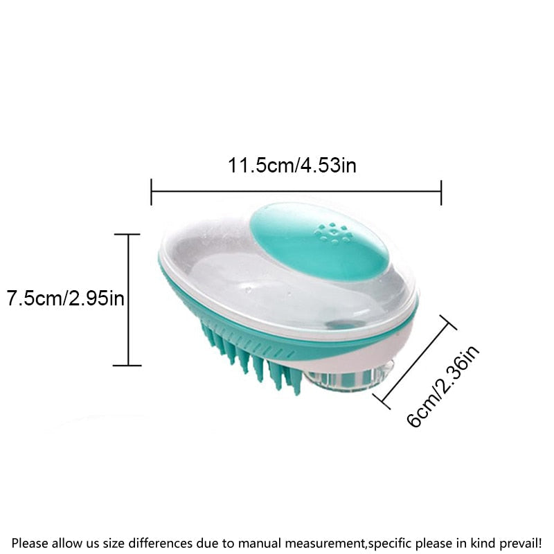 Pet Bath Brush with Shampoo Dispenser for Gentle Grooming
