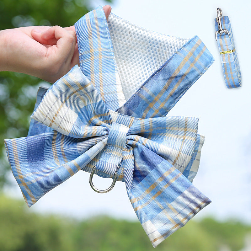 Plaid Pet Harness and Leash Set for Stylish Walks